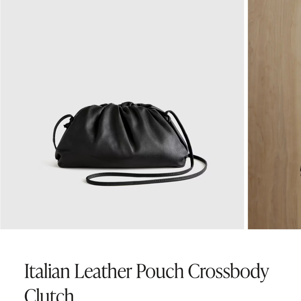 Quince Black Leather Crossbody Clutch